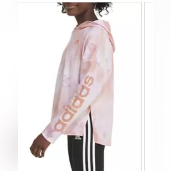 Adidas Girls Long Sleeve Pink Print Hoodie in Size  14/Large - Picture 2 of 7